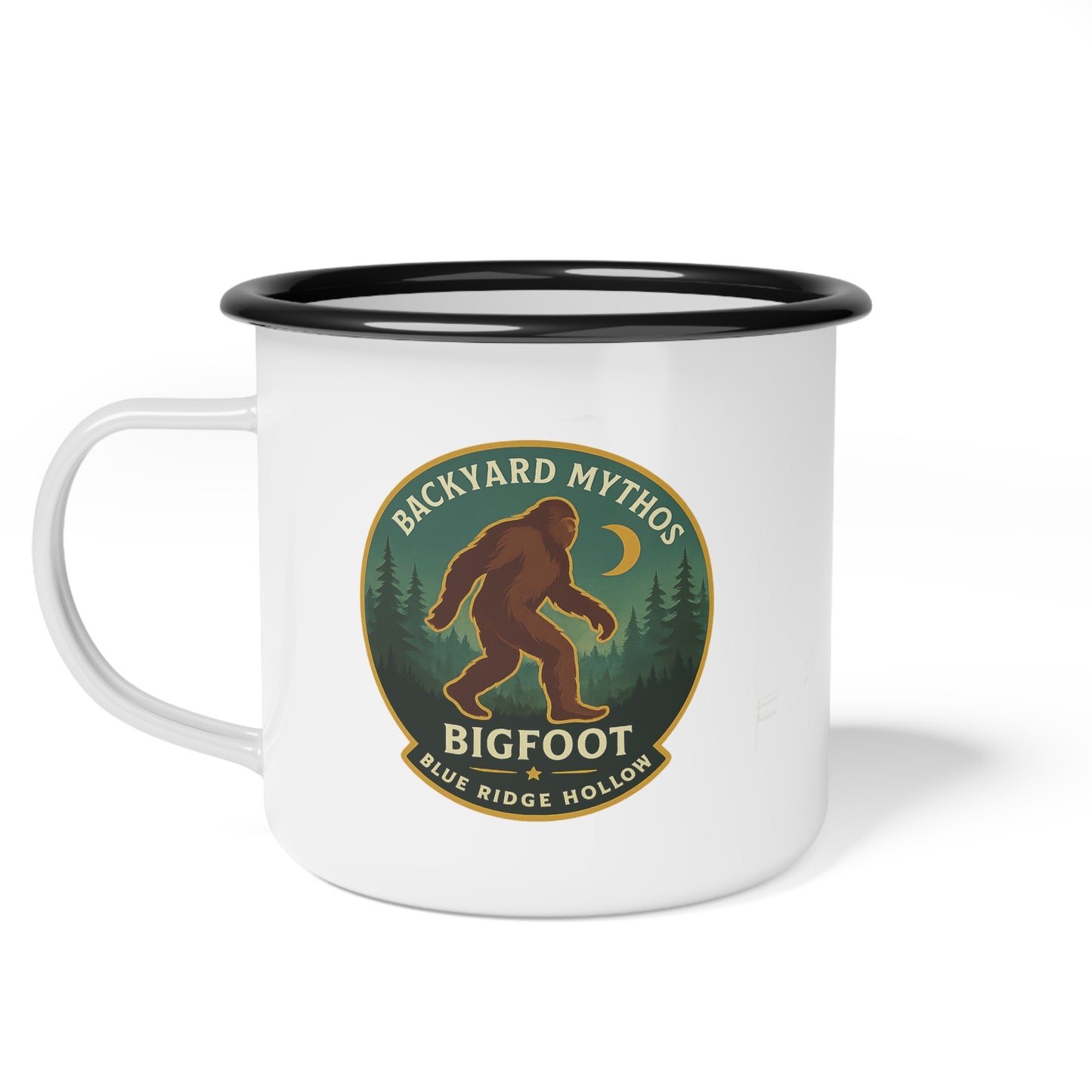 Bigfoot Enamel Camp Cup, Wilderness Mug, Camping Gift, Adventure Drinkware, Nature Lover, Outdoor Enthusiast, Travel Coffee Cup