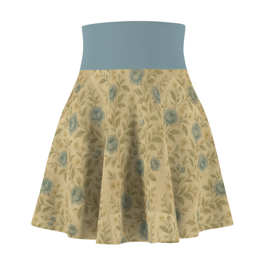 Vintage Country Blue Rose-High-Waisted Skirt – Cottagecore Country Style