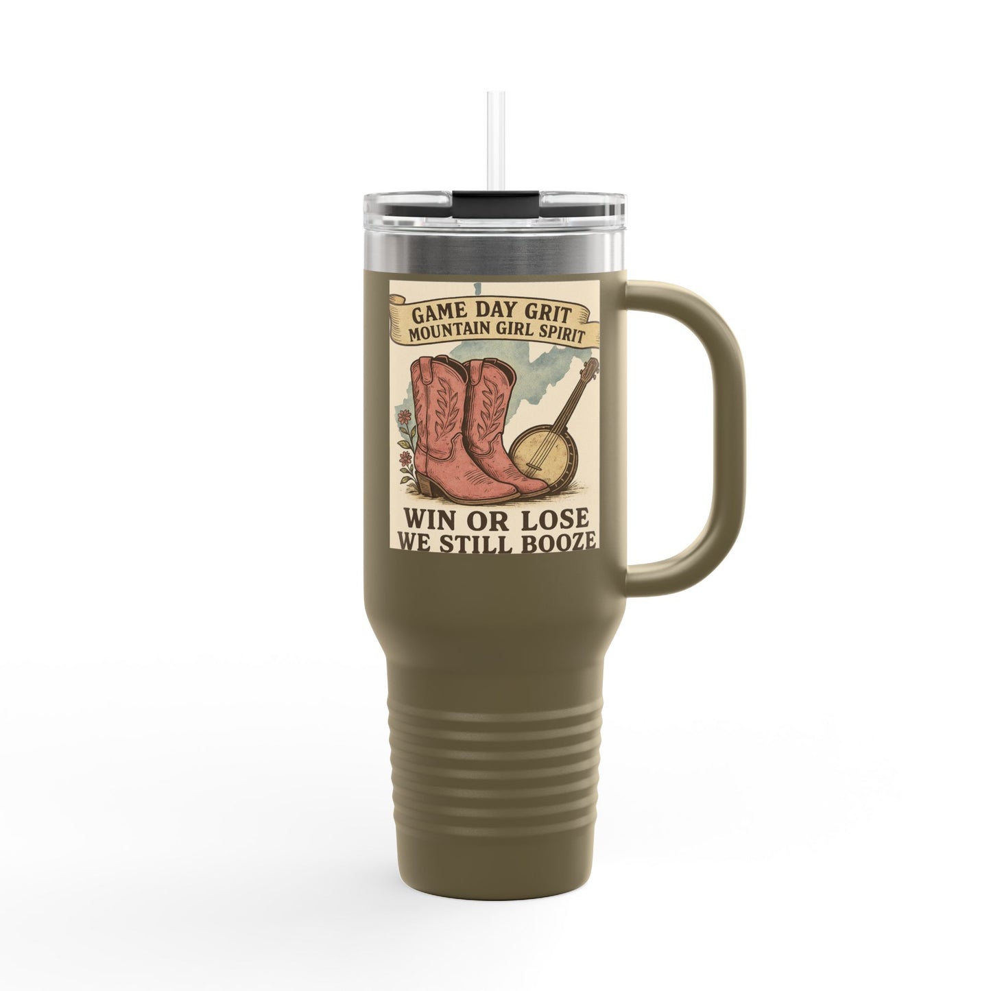 Mountaineer Game day Insulated Travel Mug, 40oz | Travel Coffee Cup, Custom Tumbler, WVU Lover Gift, Tailgating Hydration, Adventure