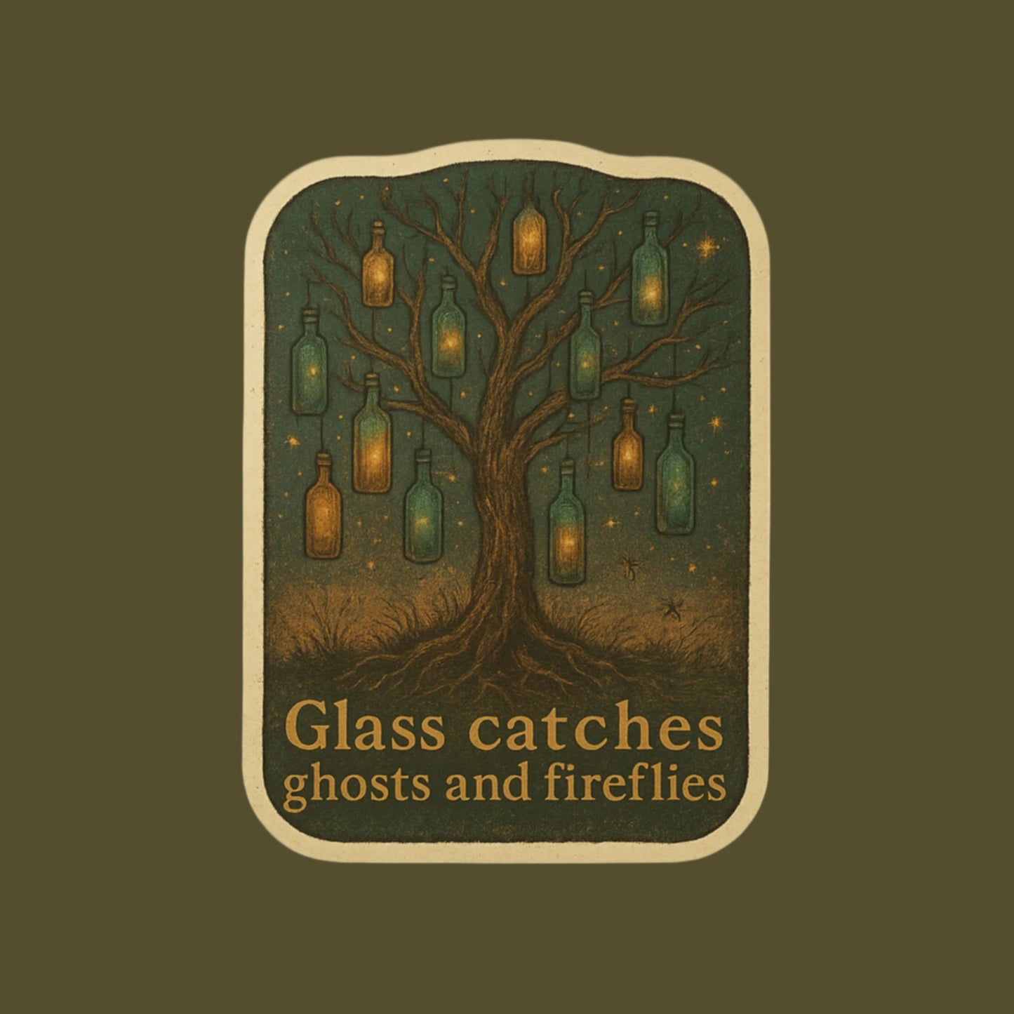 Whimsical Ghost & Firefly Vinyl Decals, Aesthetic Window Stickers, Home Decor, Nature Lover Gifts, Unique Wall Art, Halloween Decor