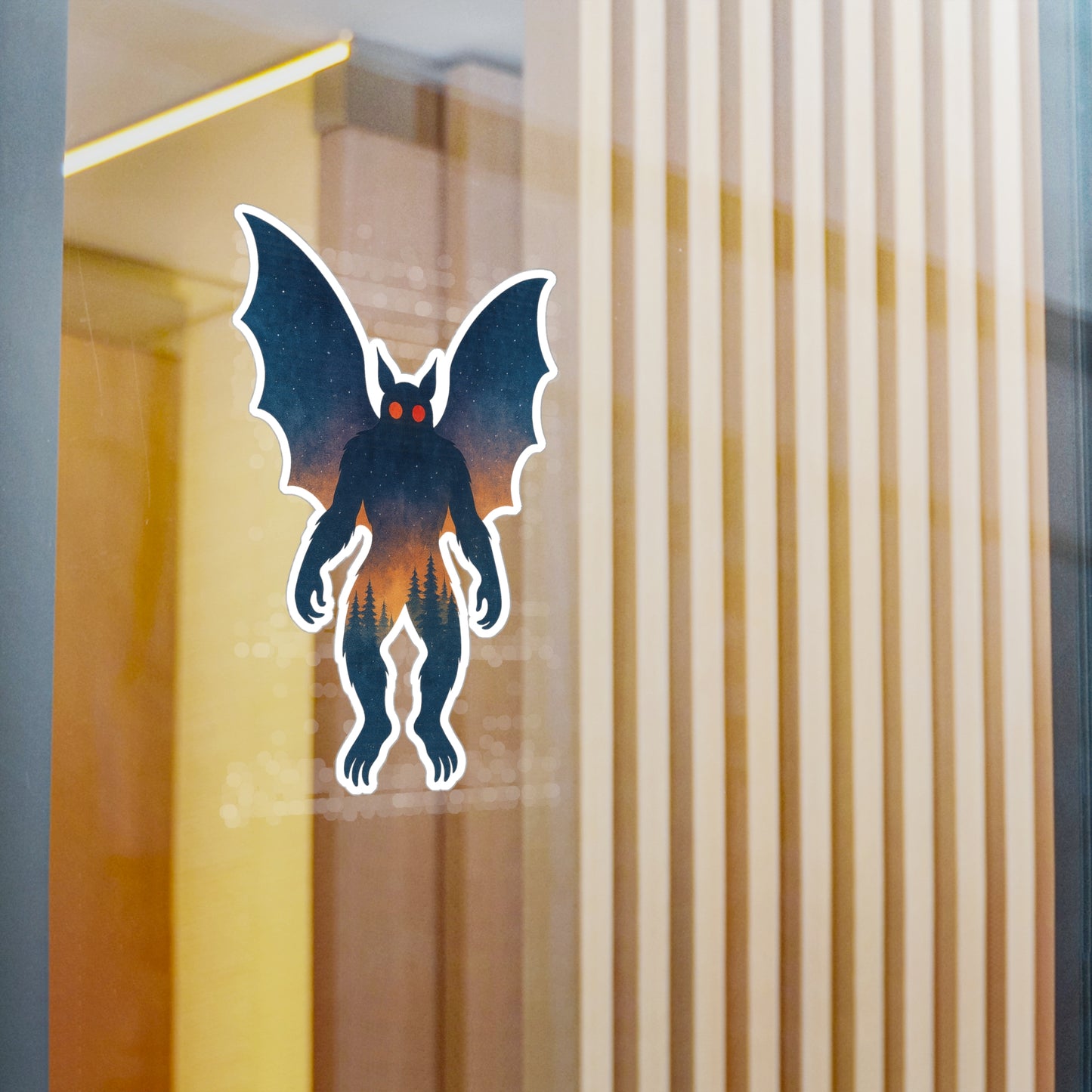 Mothman in Twilight – Cryptid Forest Silhouette Sticker