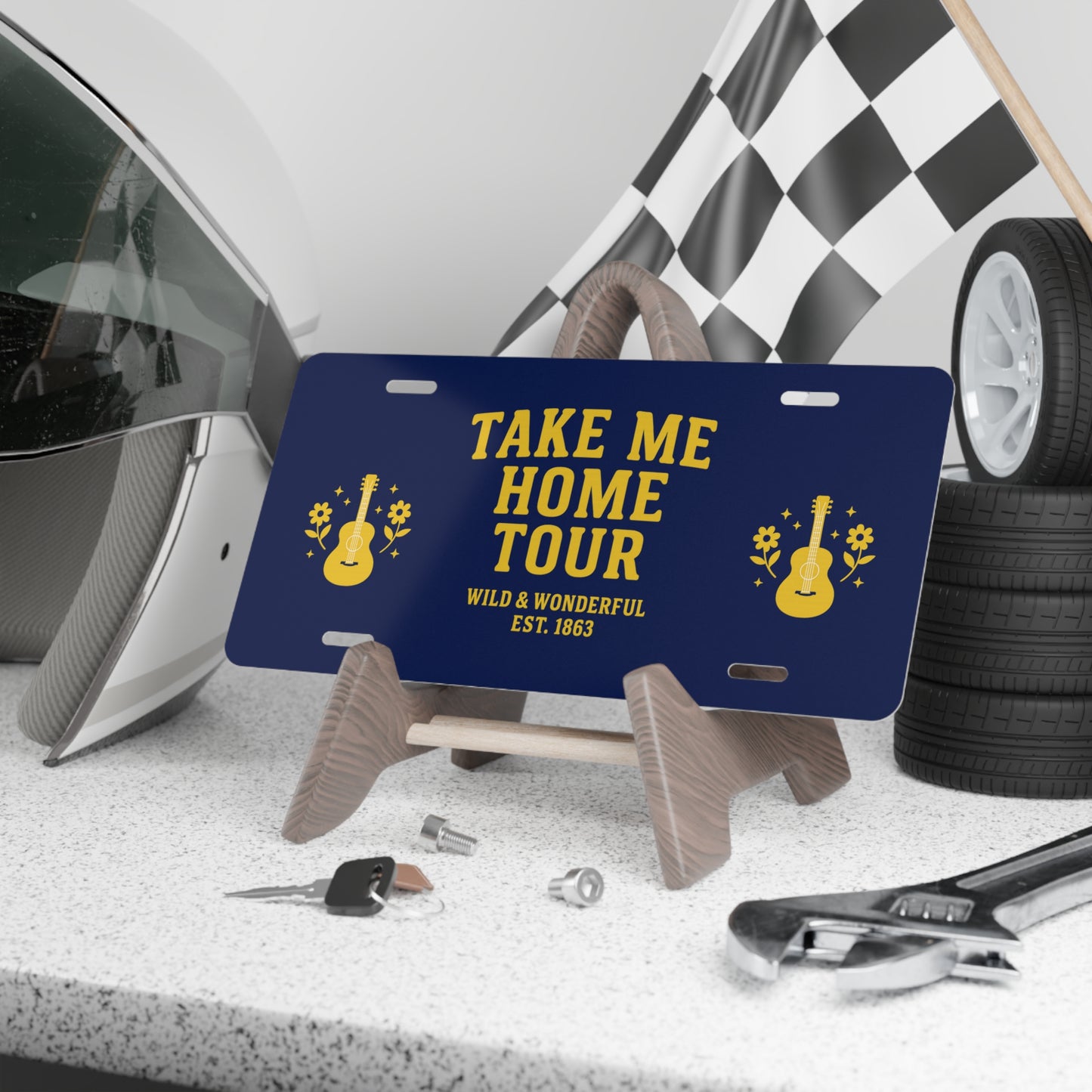 Vanity Plate with 'Take Me Home Tour' Design