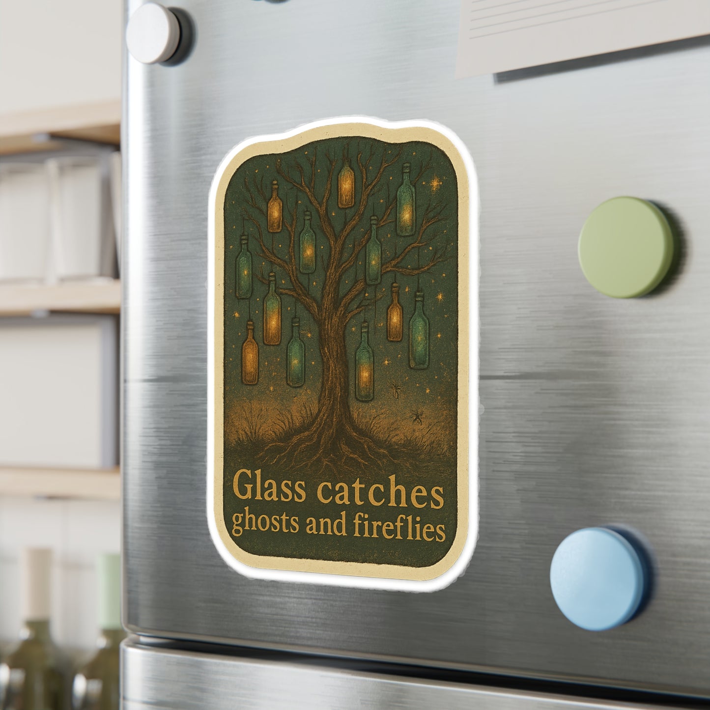 Whimsical Ghost & Firefly Vinyl Decals, Aesthetic Window Stickers, Home Decor, Nature Lover Gifts, Unique Wall Art, Halloween Decor