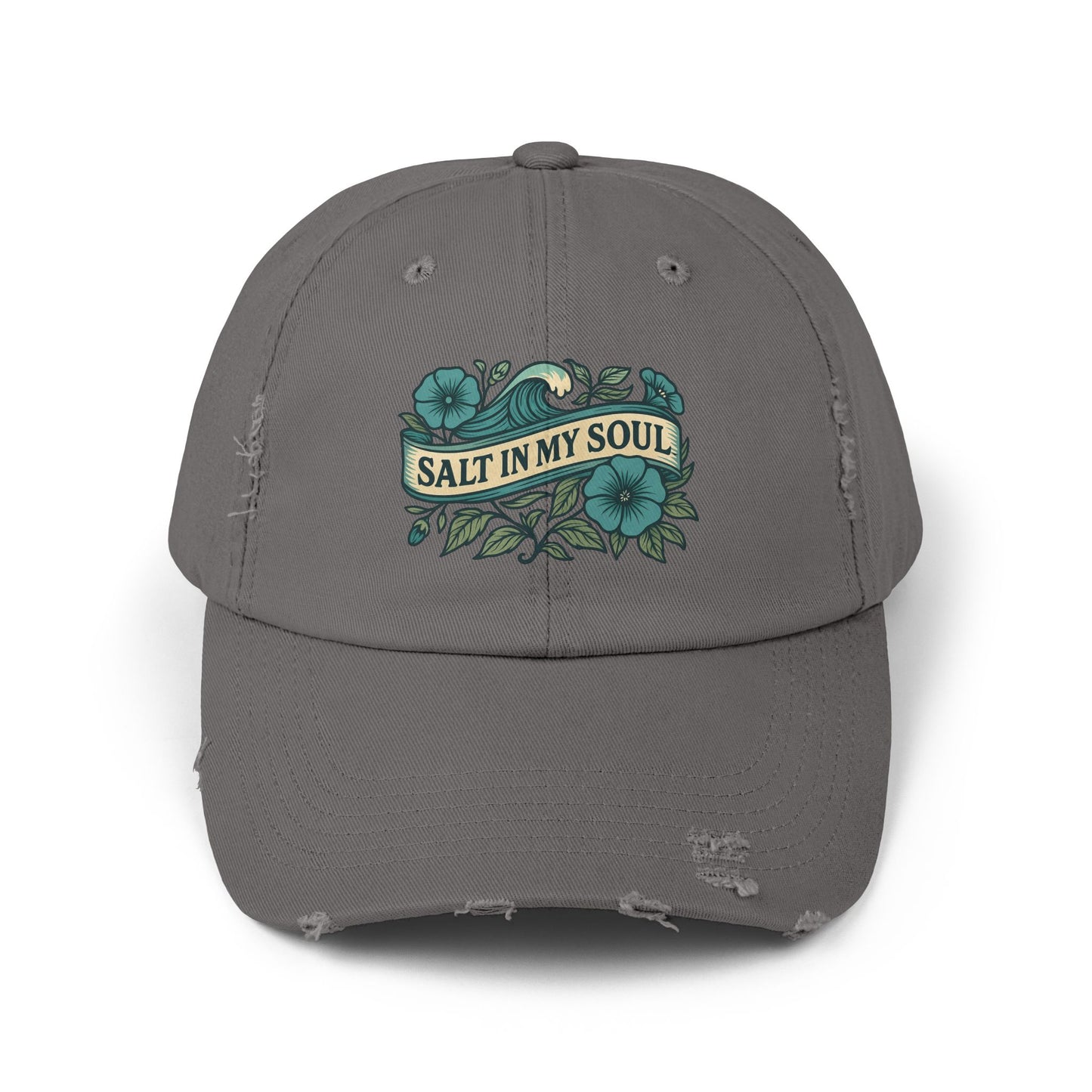 Distressed Cap, Vintage Hat, Beach Ball Cap, Retro Sun Hat, Salt in my Soul Cap, Driftwood Morning Glory Hat