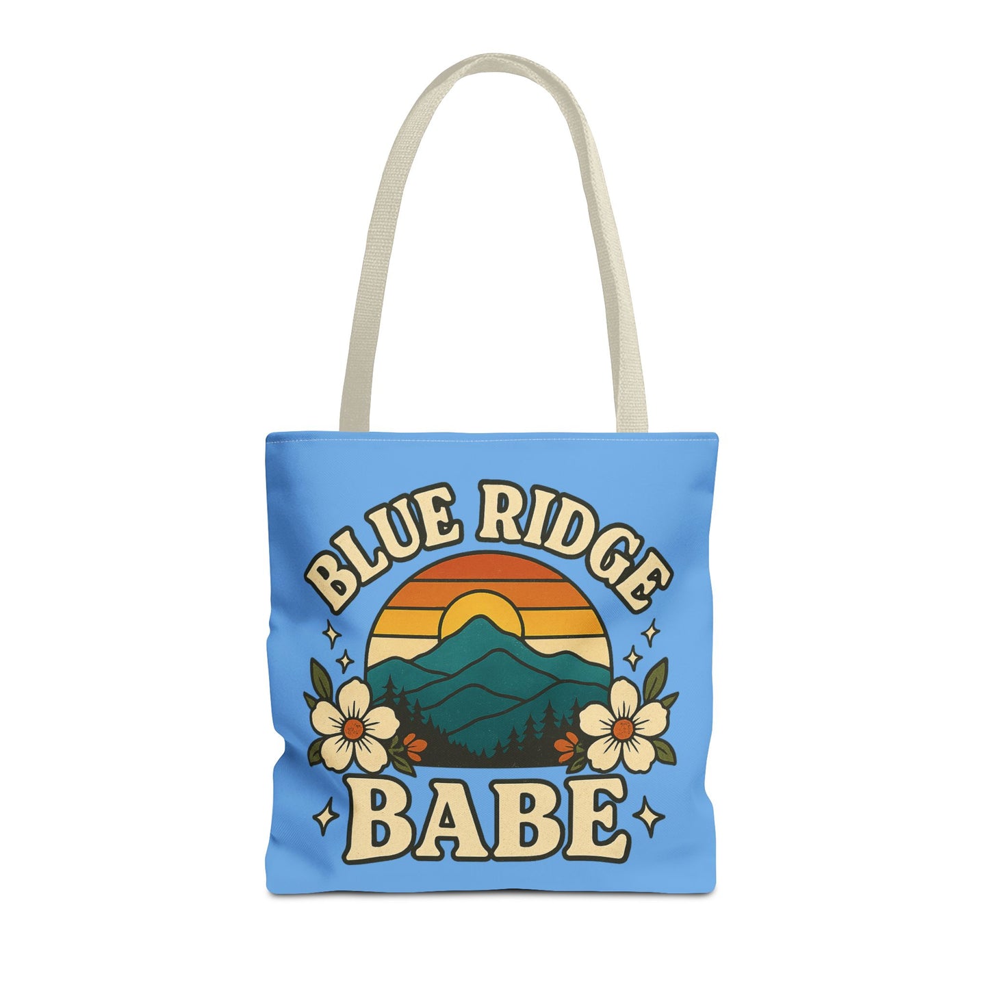 Colorful Blue Ridge Babe Beach Tote Bag, River Lake Ocean Summer Travel Bag, Weekend Getaway Shoulder Purse, Gift for Beach Lover, Boho Chic