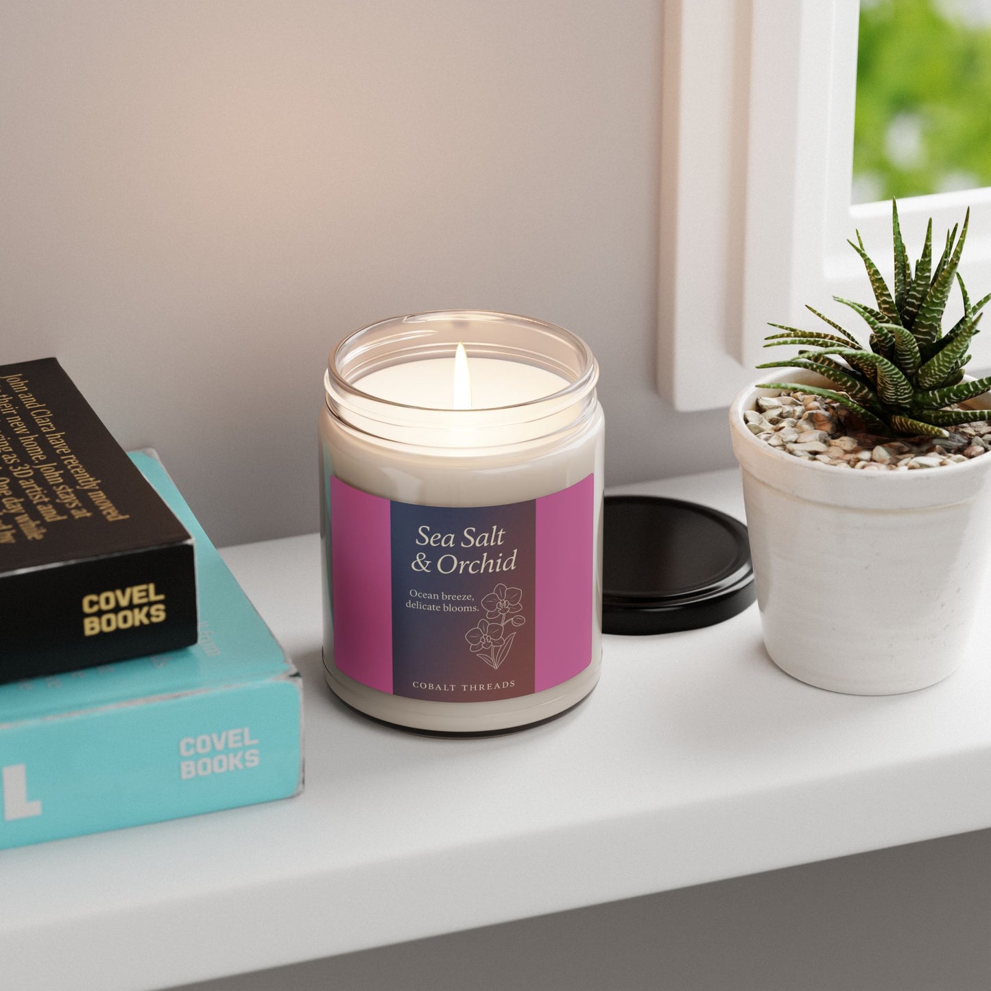 Scented Candle, Sea Salt and Orchid, Home Fragrance, Aromatherapy Gift, Decorative Candle, Relaxing Candle, Spa Candle, Hand-poured Candle