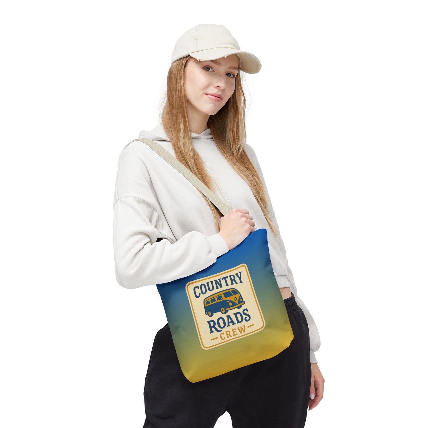Country Roads Crew Tote Bag - Stylish Canvas Bag for Road Trips, Travel, Adventure, Vacation, Gift Idea