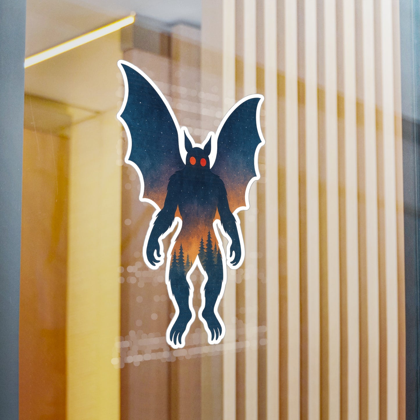 Mothman in Twilight – Cryptid Forest Silhouette Sticker