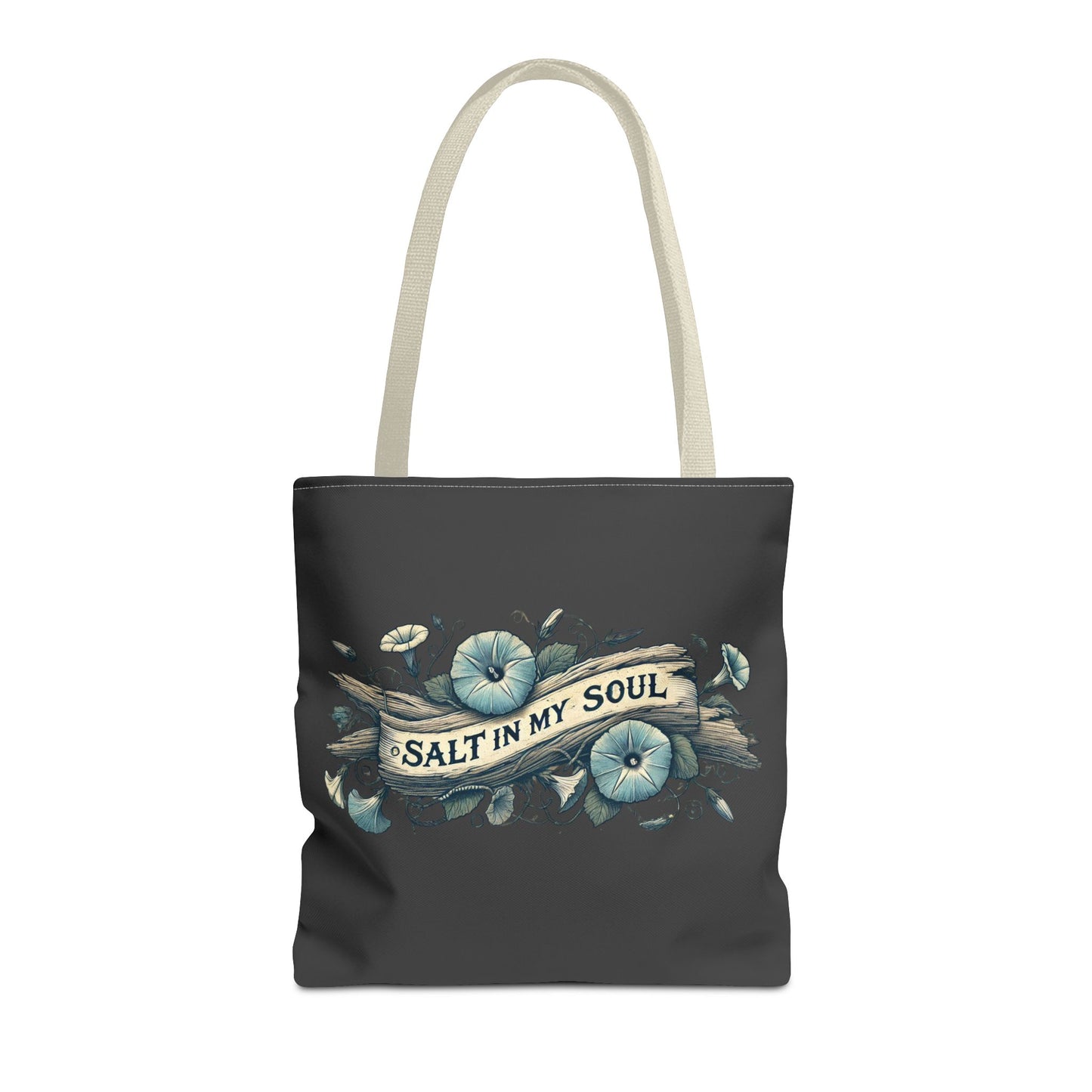 Salt in my Soul Faded Morning Glory and Driftwood Beach Bag - Tote Bag, Shoulder Bag, Shopping Bag, Beach Tote, Summer Bag