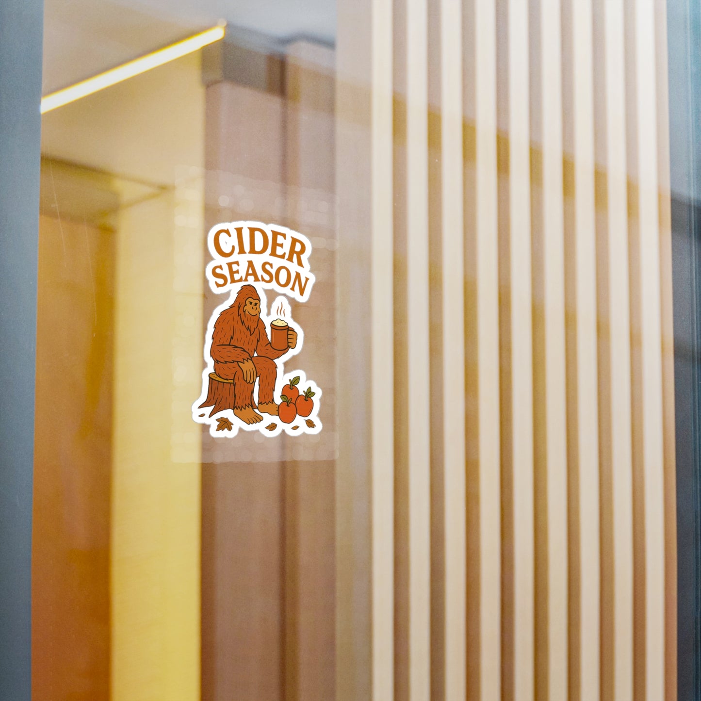 Cider Season Big Foot Sticker – Sasquatch Yeti Cryptid Vinyl Decal