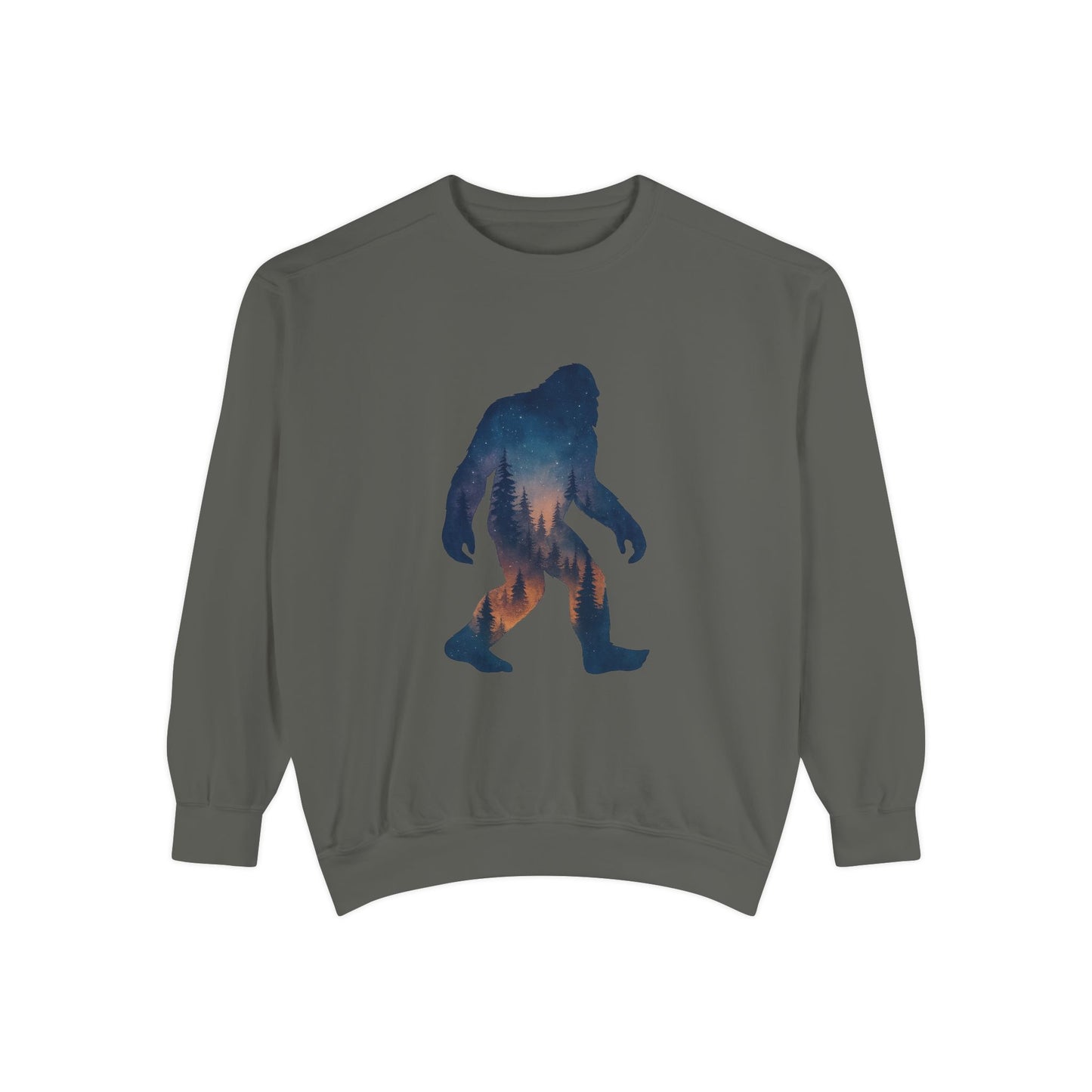 Forest Bigfoot Sweatshirt - Night Sky Unisex Garment-Dyed Crewneck