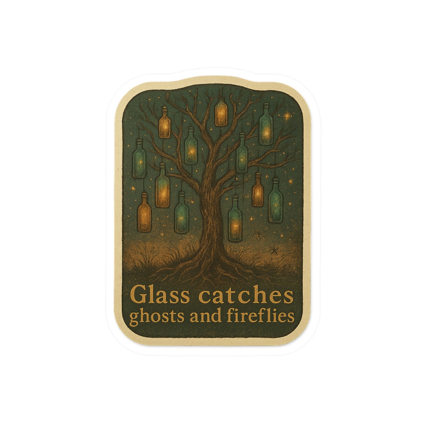 Whimsical Ghost & Firefly Vinyl Decals, Aesthetic Window Stickers, Home Decor, Nature Lover Gifts, Unique Wall Art, Halloween Decor