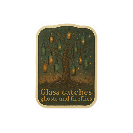 Whimsical Ghost & Firefly Vinyl Decals, Aesthetic Window Stickers, Home Decor, Nature Lover Gifts, Unique Wall Art, Halloween Decor