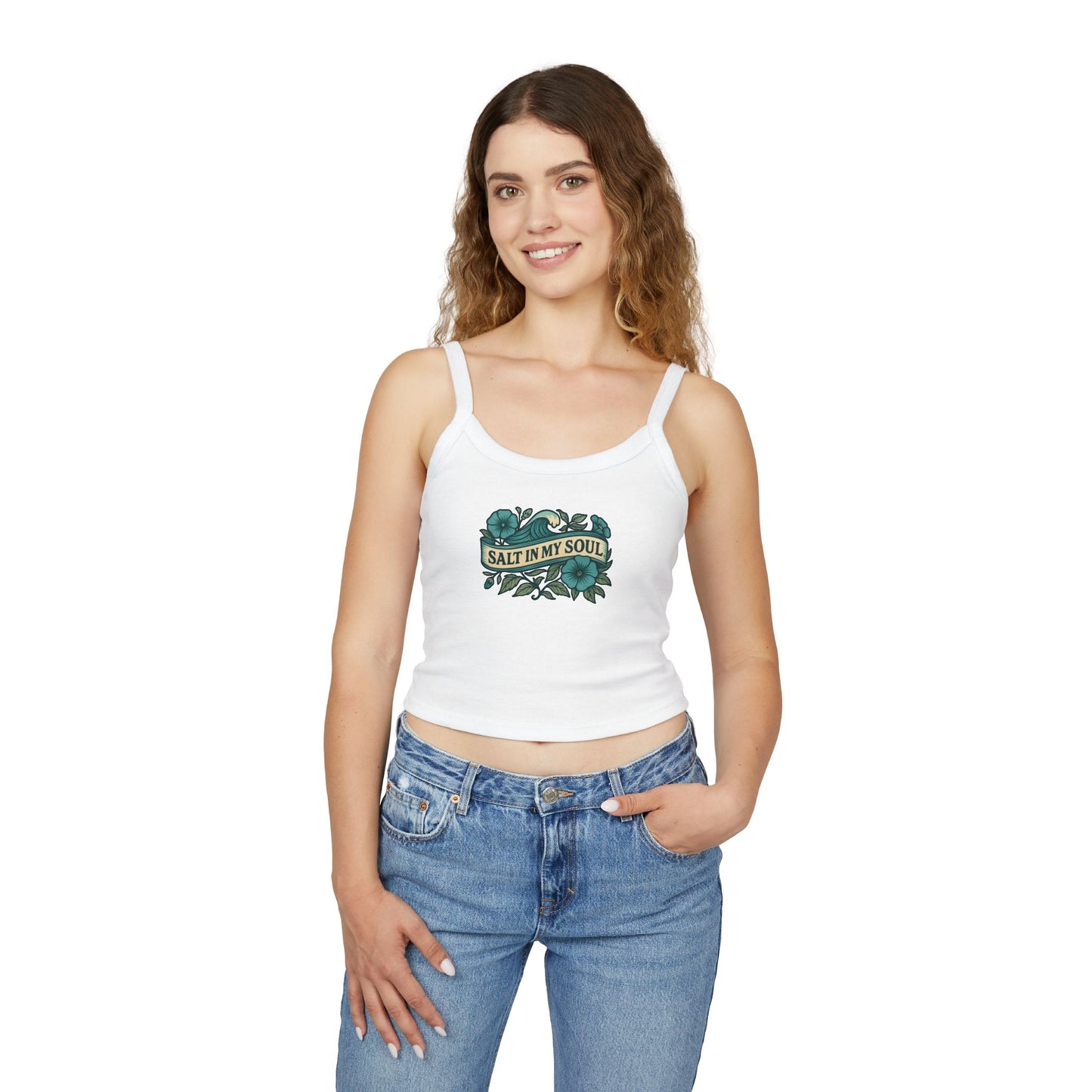 Salt in My Soul Women's Spaghetti Strap Tank Top | Summer Vibes, Beachwear, Gift for Her, Vacation Top, Casual Wear