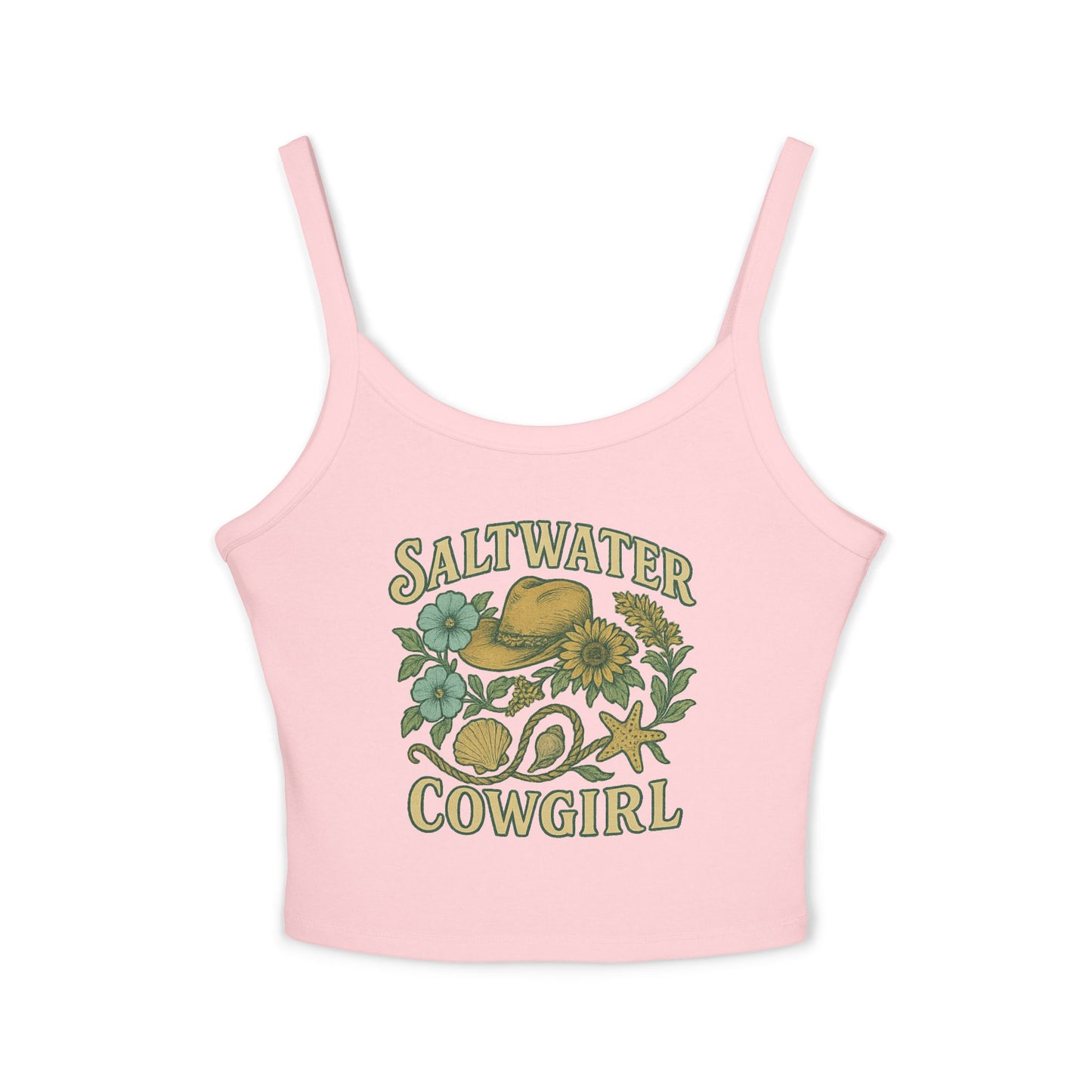 Saltwater Cowgirl Spaghetti Strap Tank Top, Summer Top, Beach Attire, Boho Clothing, Western Fashion