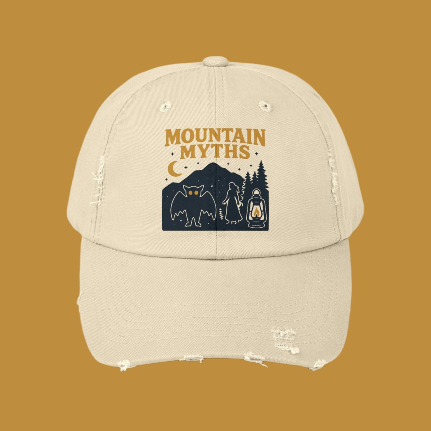 Vintage Appalachian Mountain Myths Distressed Cap, Baseball Hat, Unisex Gift, Outdoor Adventure Headwear, Retro Hiking Accessory