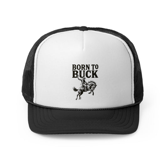 Retro 'Born to Buck' Rodeo Trucker Cap, Cowboy Hat, Western Accessories, Vintage Style, Horse Lover Gift