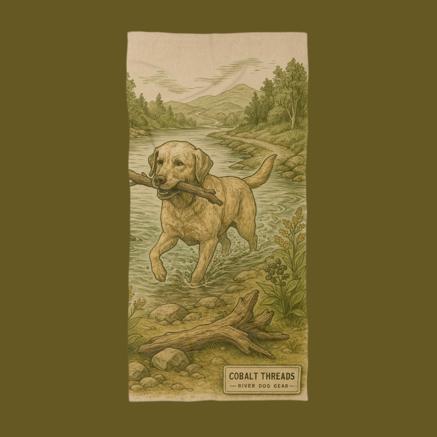 River Towel for your lab who loves to swim - Beach Towel for River, River Towel Gift, Outdoor Towel, Picnic Blanket, River Lover Towel