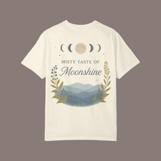 Misty taste of Moonshine, Country Roads WV, Moon phases t shirt in beautiful colors
