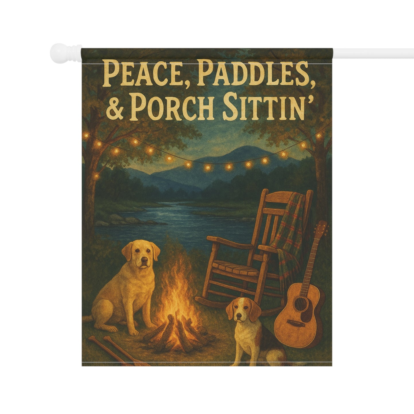 Cozy Garden Banner, Outdoor Decor, Porch Welcome Flag, Campfire Vibes, Dog Lover Gift, Summer Decor