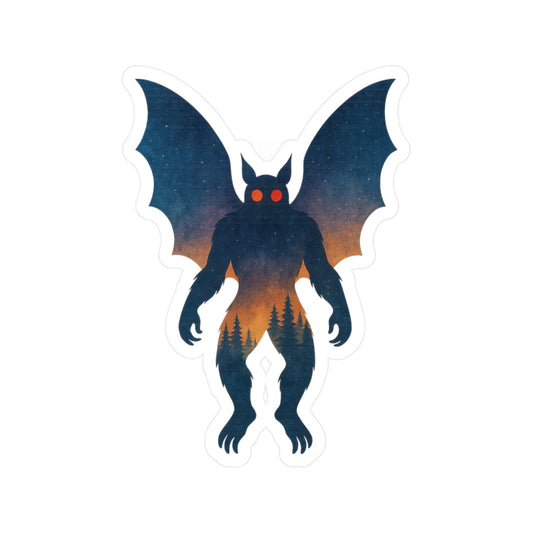 Mothman in Twilight – Cryptid Forest Silhouette Sticker