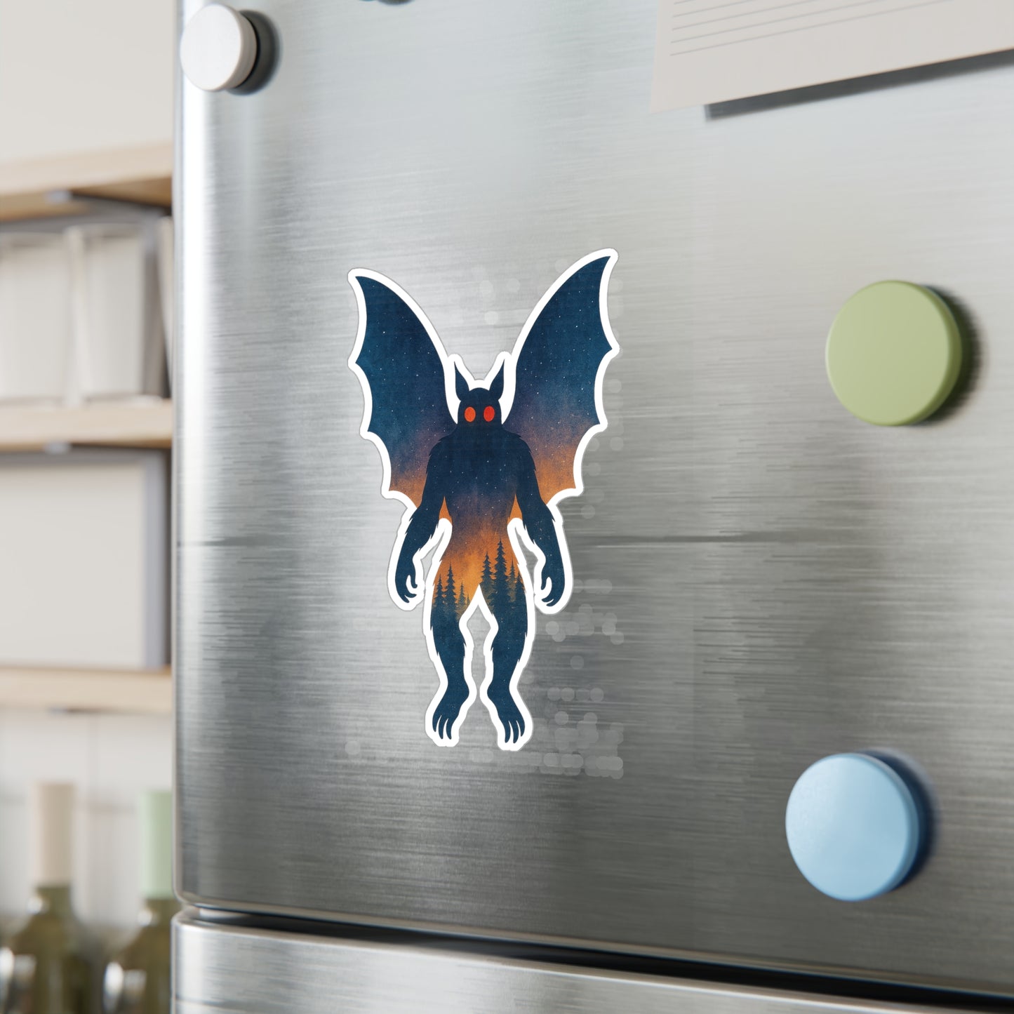 Mothman in Twilight – Cryptid Forest Silhouette Sticker
