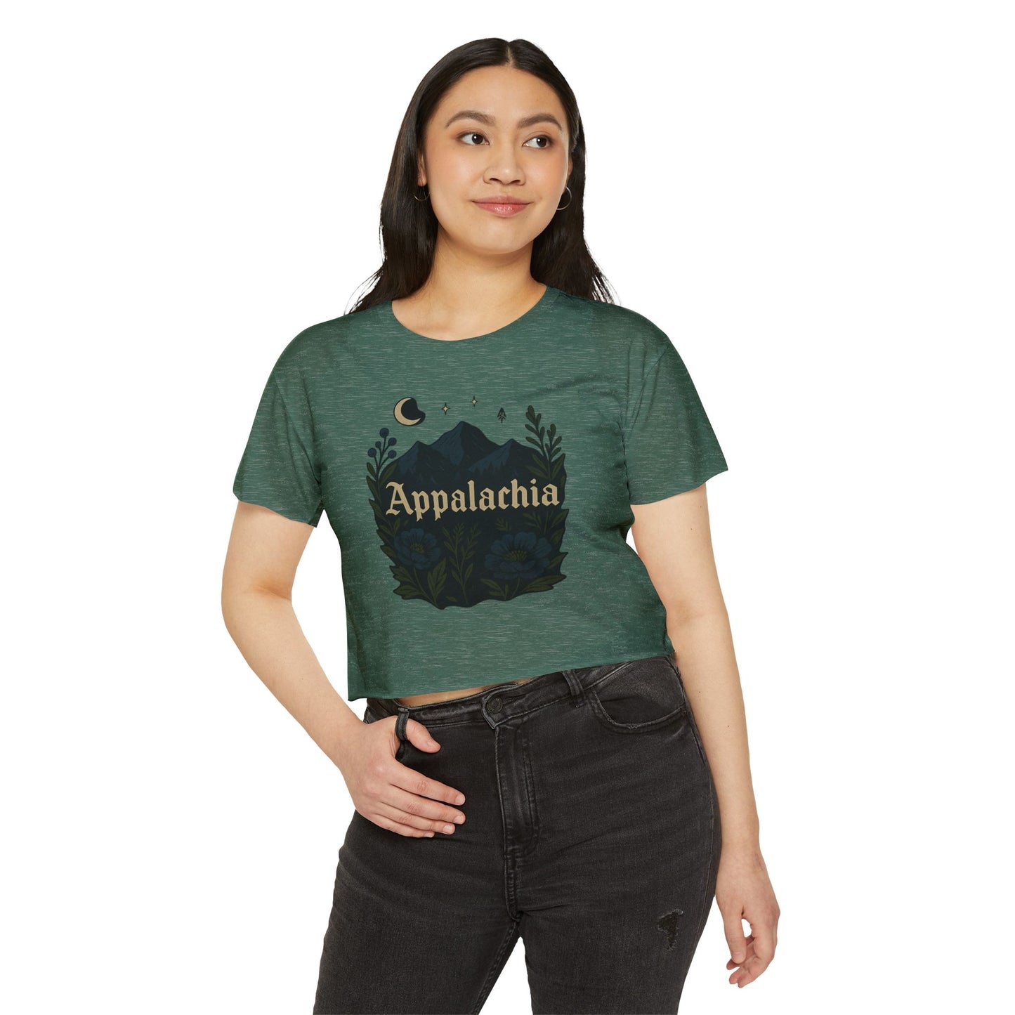 Dark witchy Appalachia Women's Festival Crop Top - Boho Style for Music and Nature Lovers