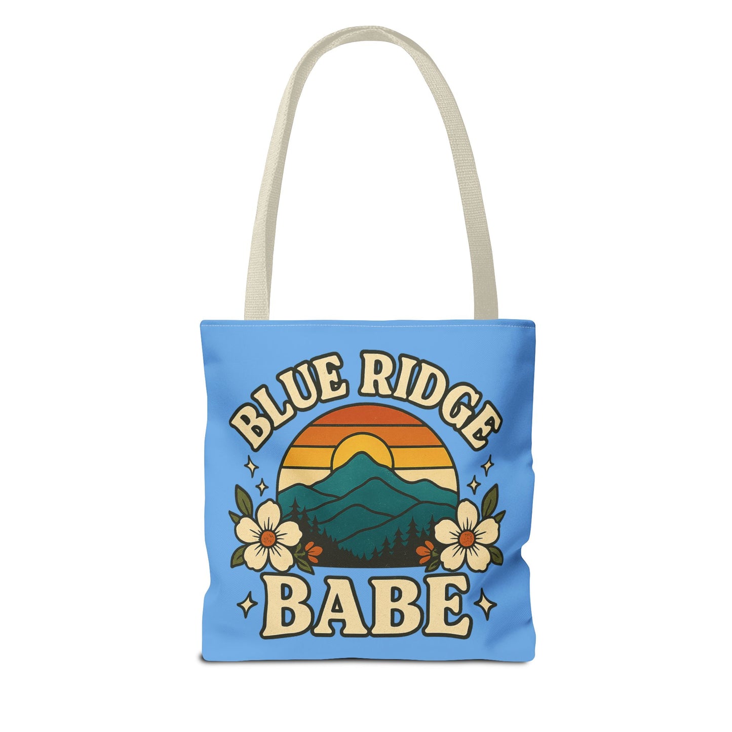 Colorful Blue Ridge Babe Beach Tote Bag, River Lake Ocean Summer Travel Bag, Weekend Getaway Shoulder Purse, Gift for Beach Lover, Boho Chic