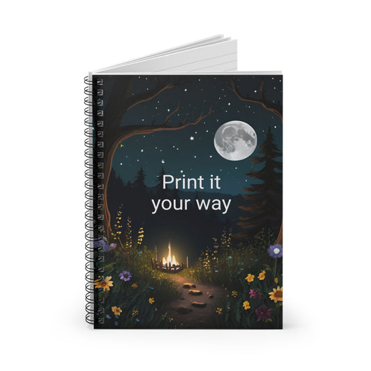 Enchanted moonlit forest personalized Spiral Notebook or journal- Ruled Line