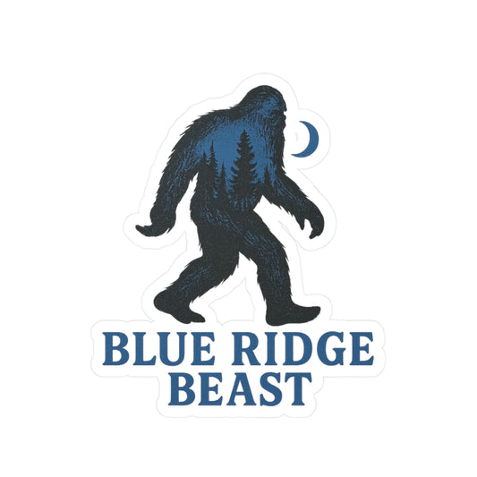 Bigfoot-Themed Kiss-Cut Vinyl Decals, Blue Ridge Beast Stickers for Laptop, Car, Wall Decor, Outdoor Adventure, Gift for Nature Lovers