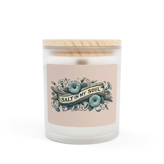Driftwood Frosted Glass Candle | Salt in My Soul | Eco-Friendly Aromatherapy Decor for Spa, Home, Gifts, Self-Care, Rejuvenation