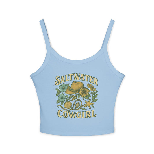 Saltwater Cowgirl Spaghetti Strap Tank Top, Summer Top, Beach Attire, Boho Clothing, Western Fashion