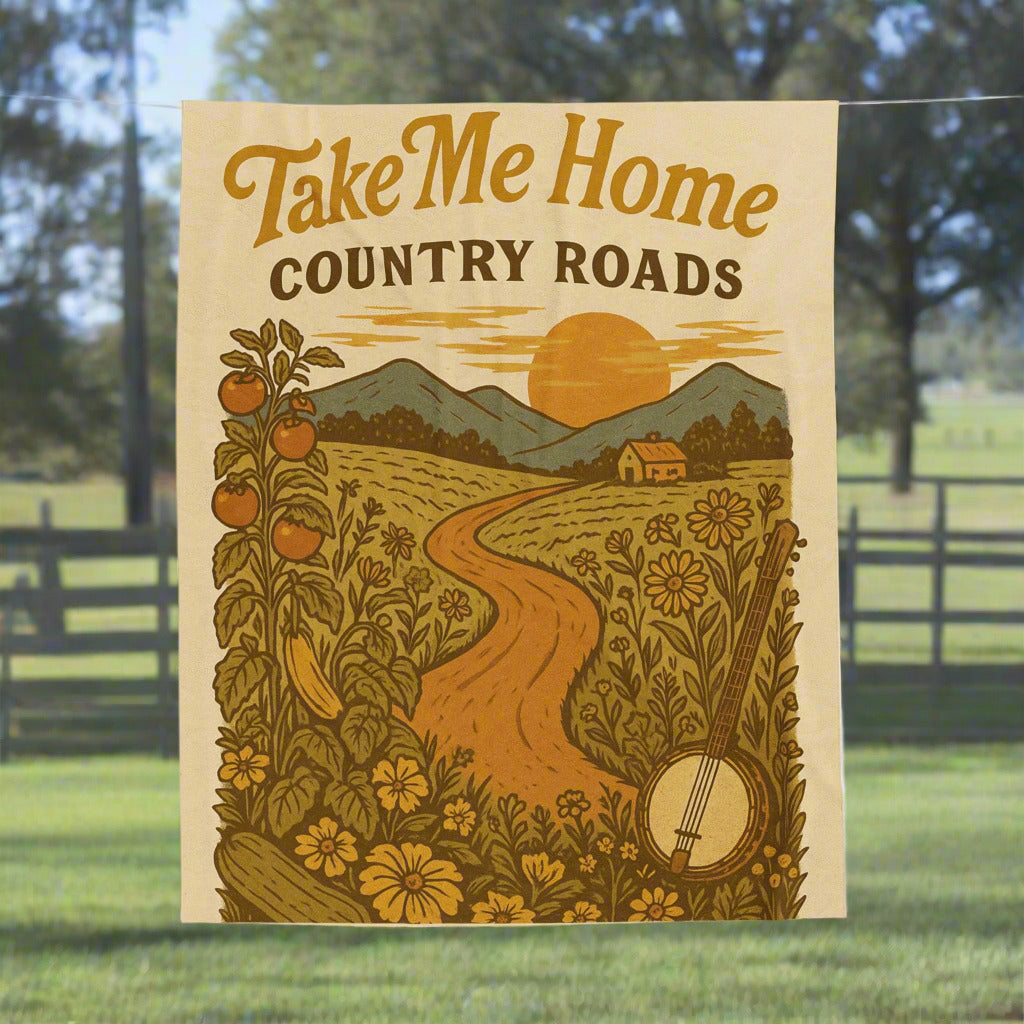 ποΈ Country Roads Plush Blanket β Cozy Gold-Toned Country Comfort πΎπ§‘