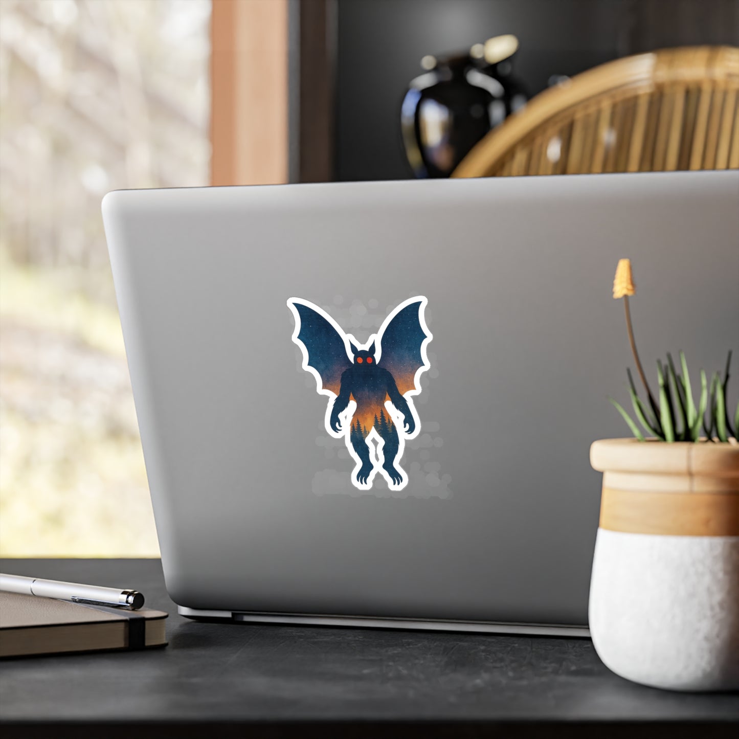 Mothman in Twilight – Cryptid Forest Silhouette Sticker