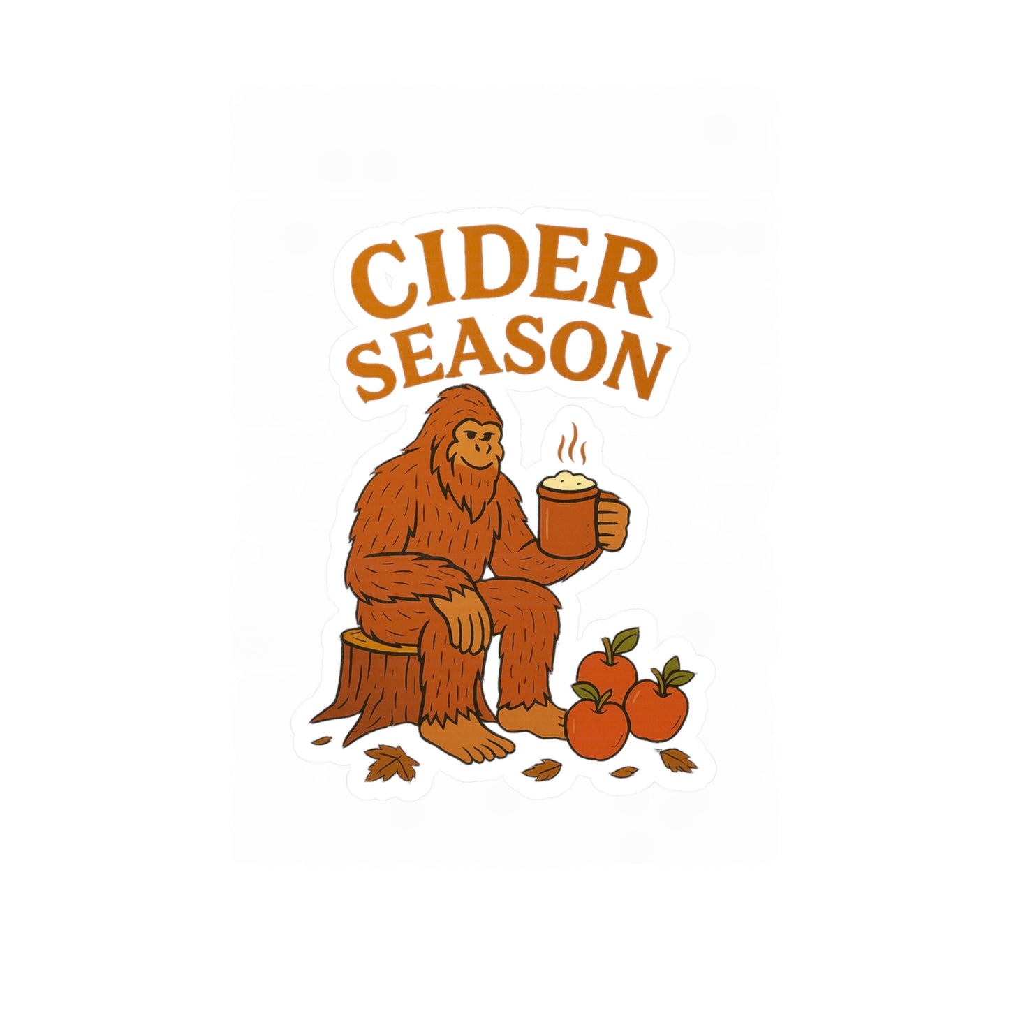 Cider Season Big Foot Sticker – Sasquatch Yeti Cryptid Vinyl Decal