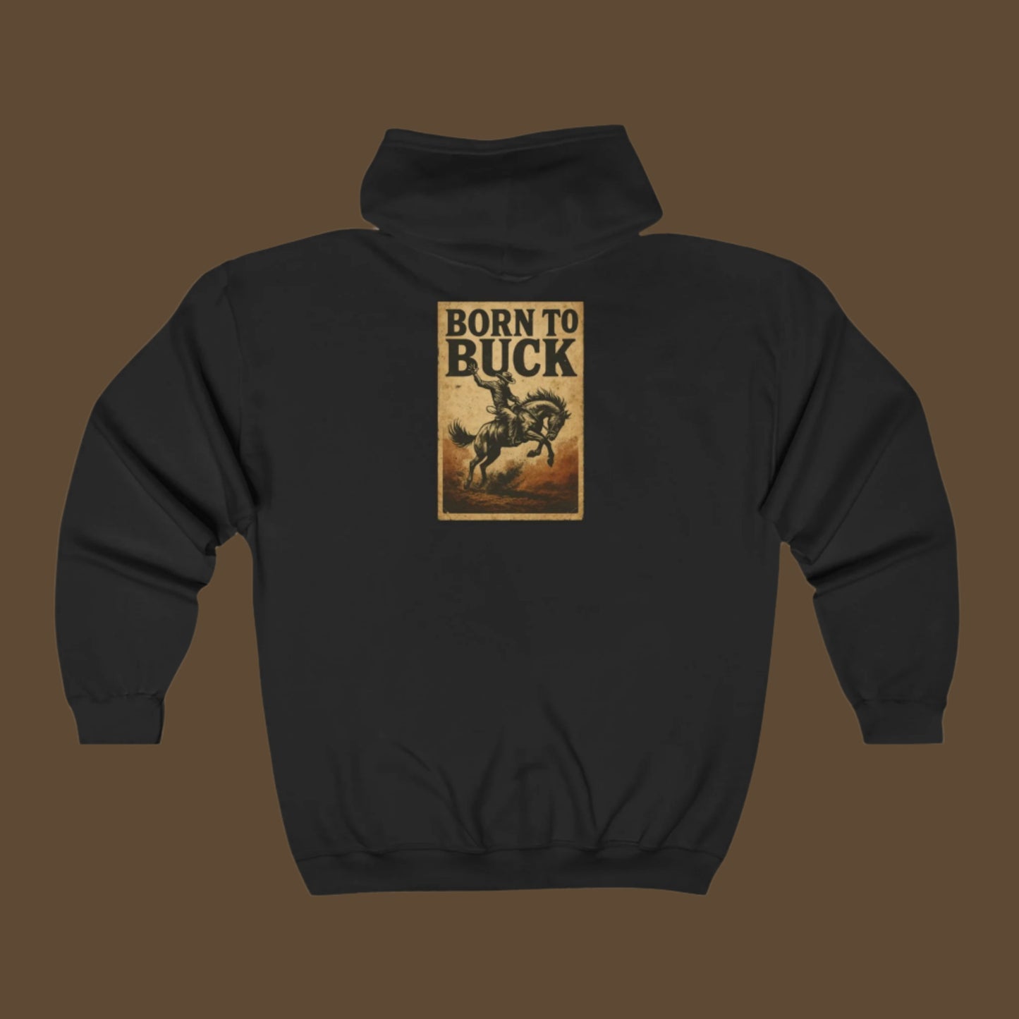 70's style Born to Buck Rodeo Country Western Hoodie, Unisex Heavy Blend Full Zip Hoodie - Stylish and Comfortable