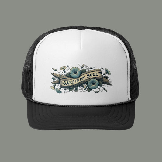 Salt in my Soul Trucker Cap - Beach Trip Hat, Summer Vacation Headwear, Coastal Vibes Baseball Cap, Ocean Lover Gift, Salt Life Cap