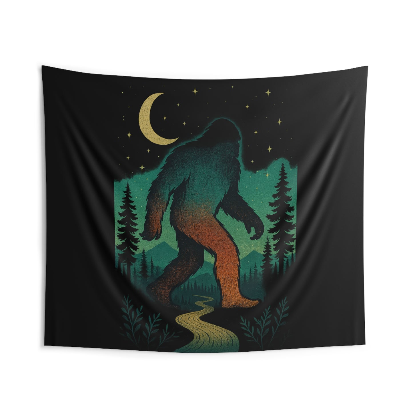 Midnight Forest Bigfoot Tapestry