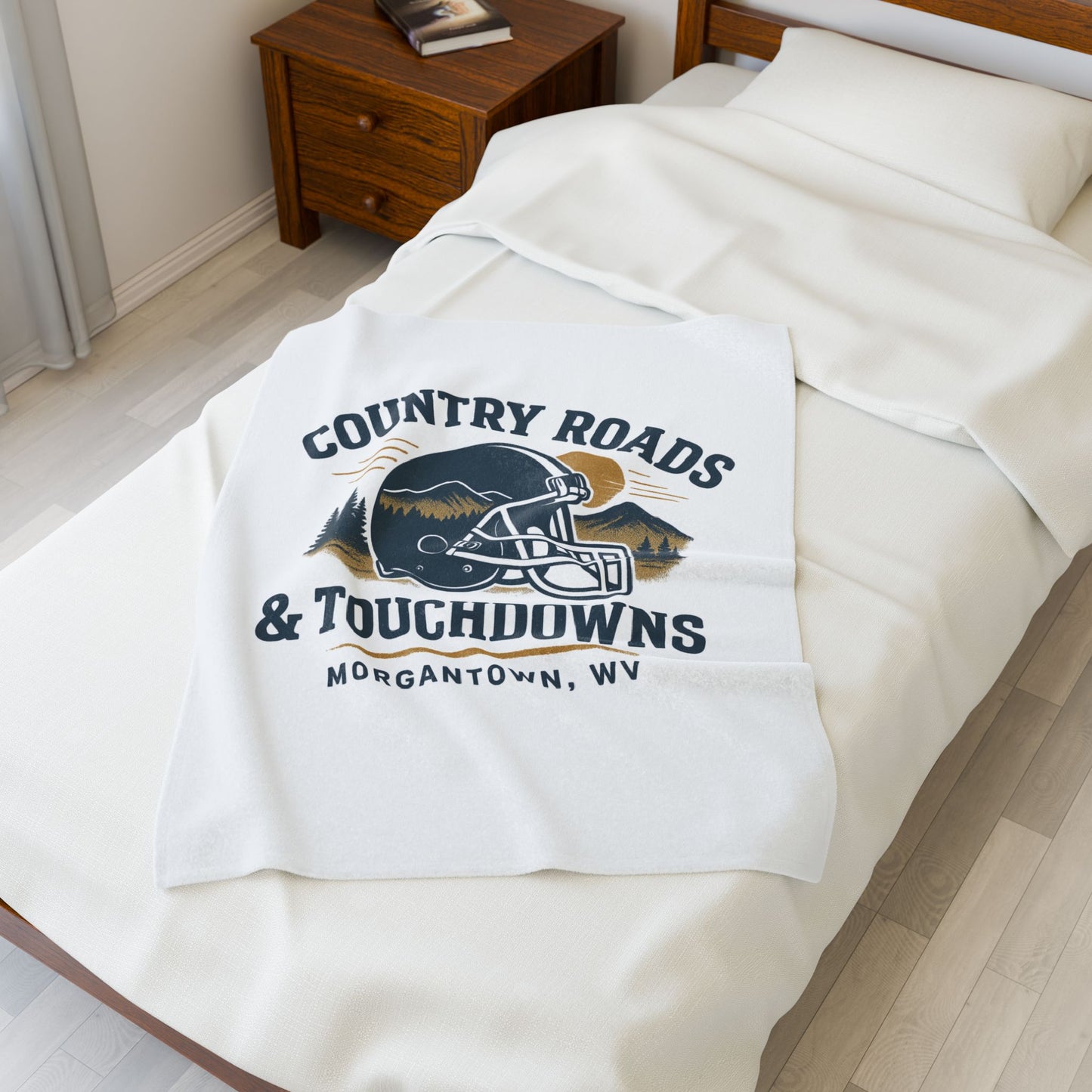 Football-Themed Velveteen Plush Blanket, Cozy Gift for Sports Fans, Country Roads & Touchdowns Decor, Perfect for Tailgating, Game Night