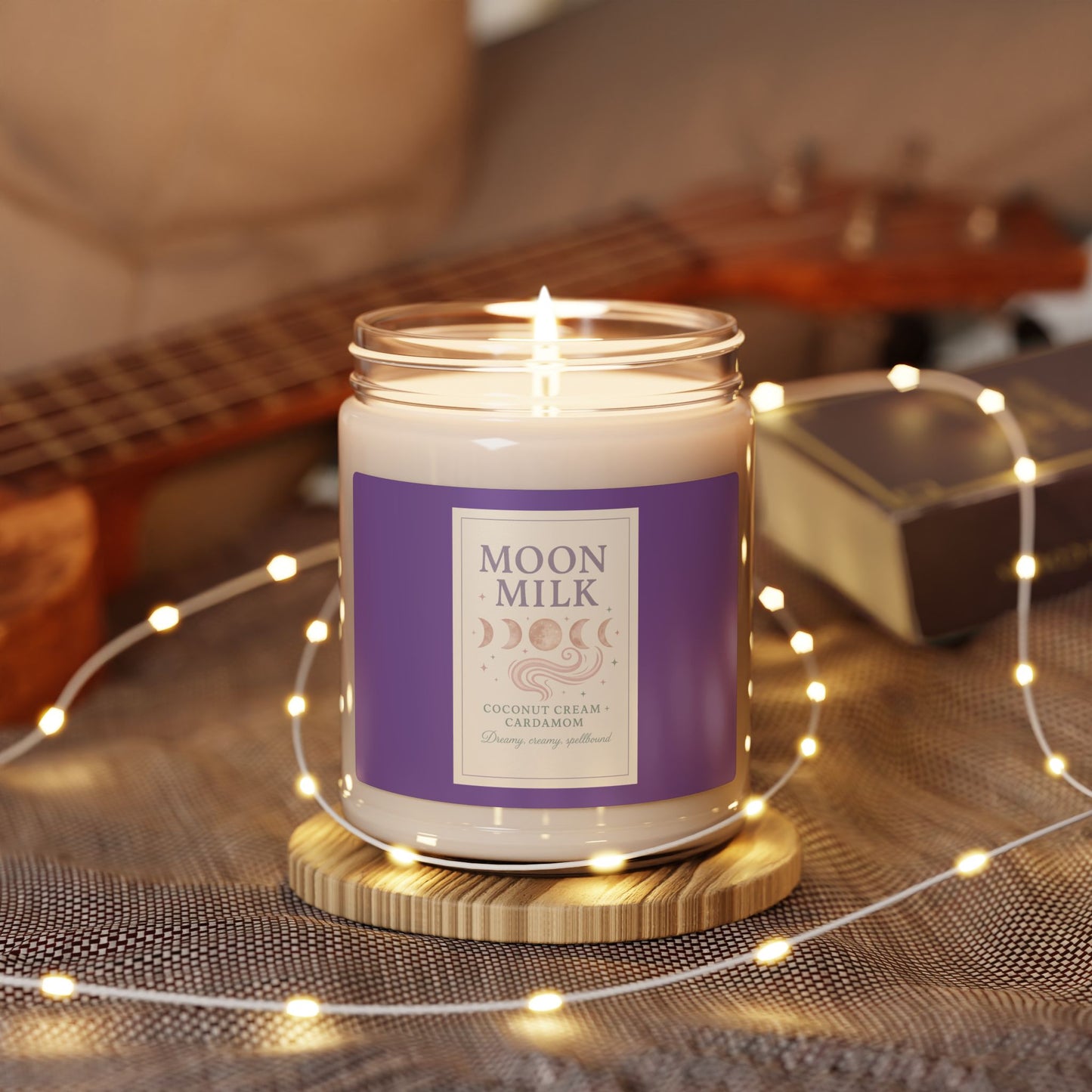 Moon Milk Scented Soy Candle, 9oz - Coconut and Cardamom Aromatherapy Home Decor, Relaxation Candle, Self Care Gift, Meditation Candle, Spa