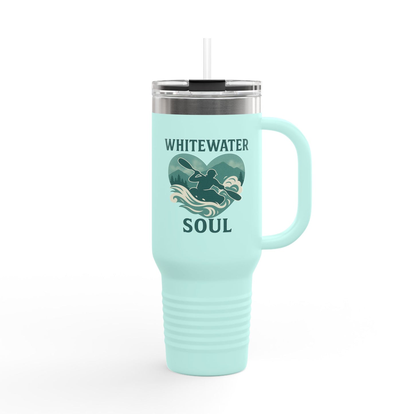 Insulated Travel Mug with Motivational Kayaking Design | Sporty Travel Coffee Cup, Adventure Mug, Outdoor Gift, Hydration Tumbler