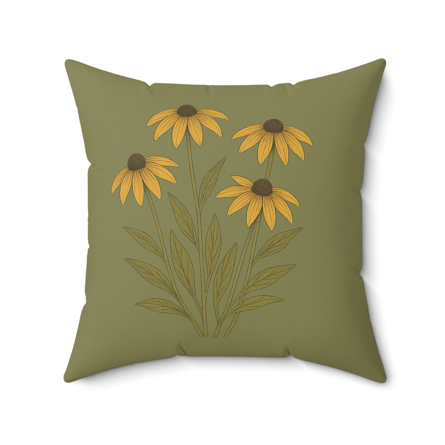 Wildflower Sage Square Pillow for Home Decor, Floral Accent Cushion, Decorative Throw Pillow Set, Red and White Flowers, Spun Polyester