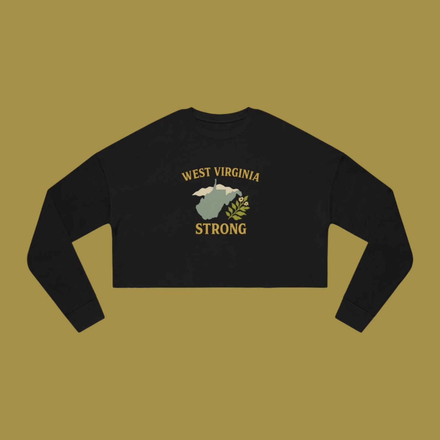 West Virginia Mountain Strong Retro Folk Cropped Sweatshirt, Vintage Women's WV Pullover, Boho Chic Graphic Top, Mountain Lover Gift, WV