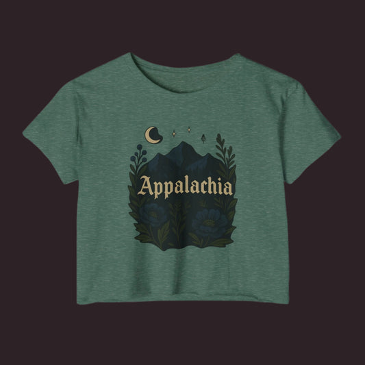 Dark witchy Appalachia Women's Festival Crop Top - Boho Style for Music and Nature Lovers