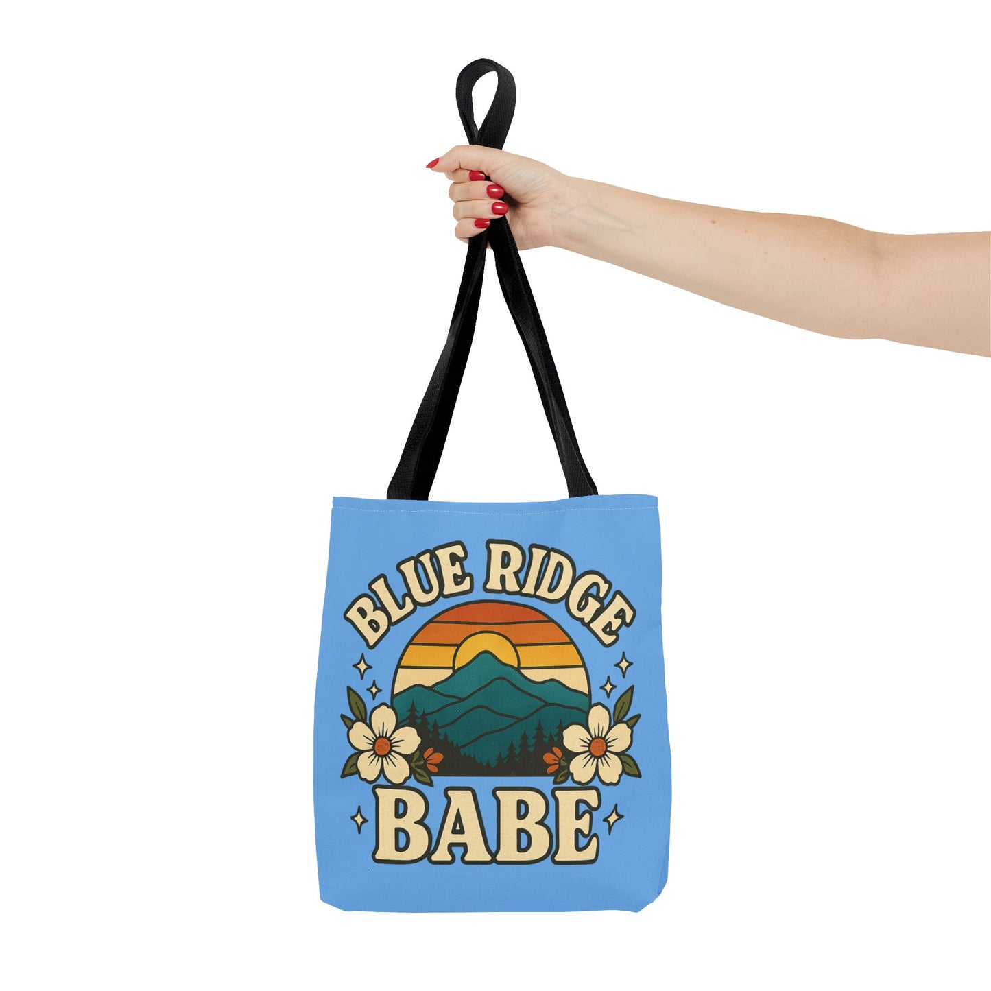 Colorful Blue Ridge Babe Beach Tote Bag, River Lake Ocean Summer Travel Bag, Weekend Getaway Shoulder Purse, Gift for Beach Lover, Boho Chic