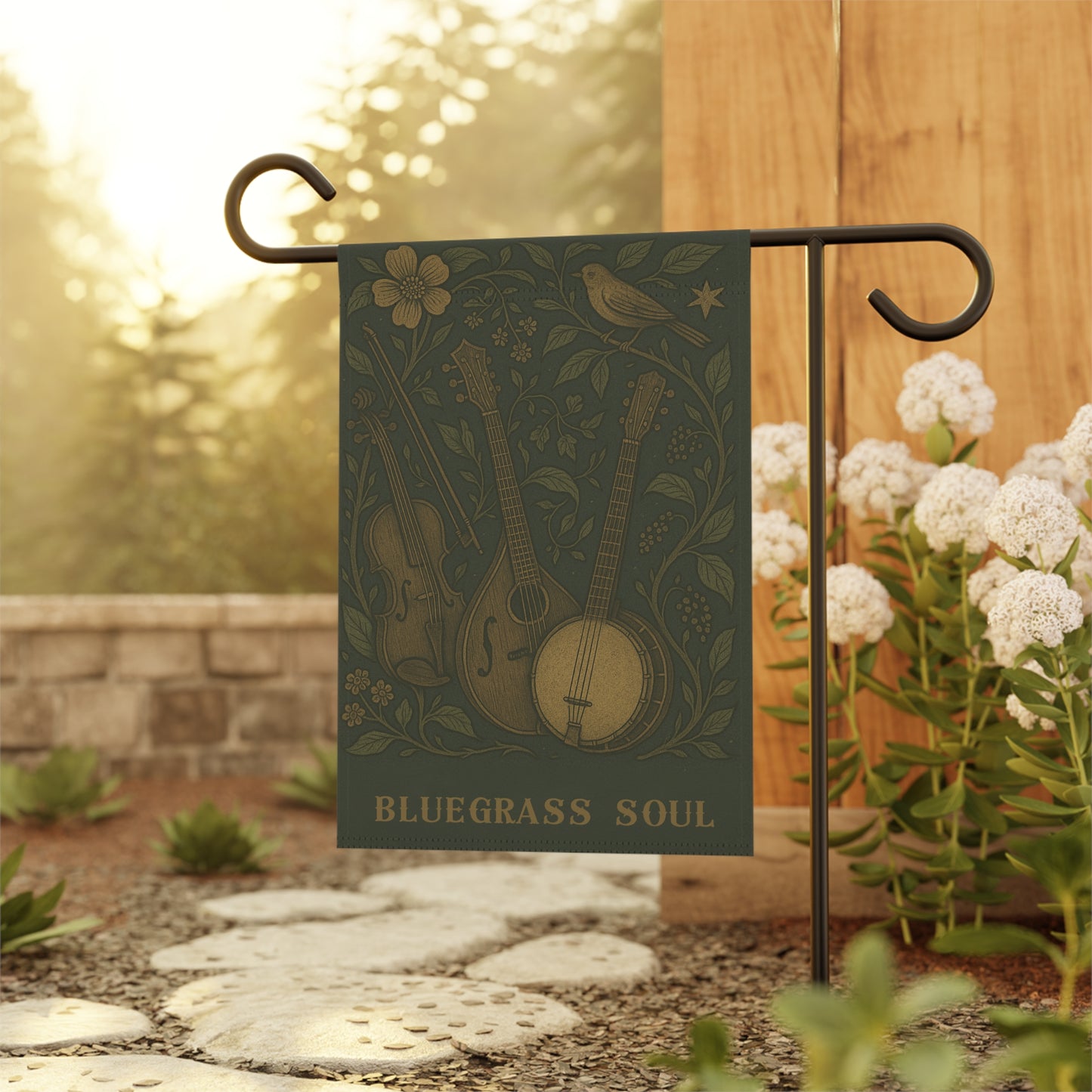 Flag Banner, Bluegrass Soul Garden & House Flag, Outdoor Concert Decor, Music Festival Pennant, Nature Lover Gift, Housewarming Party