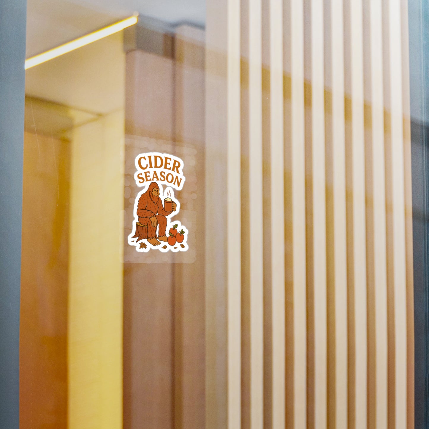 Cider Season Big Foot Sticker – Sasquatch Yeti Cryptid Vinyl Decal