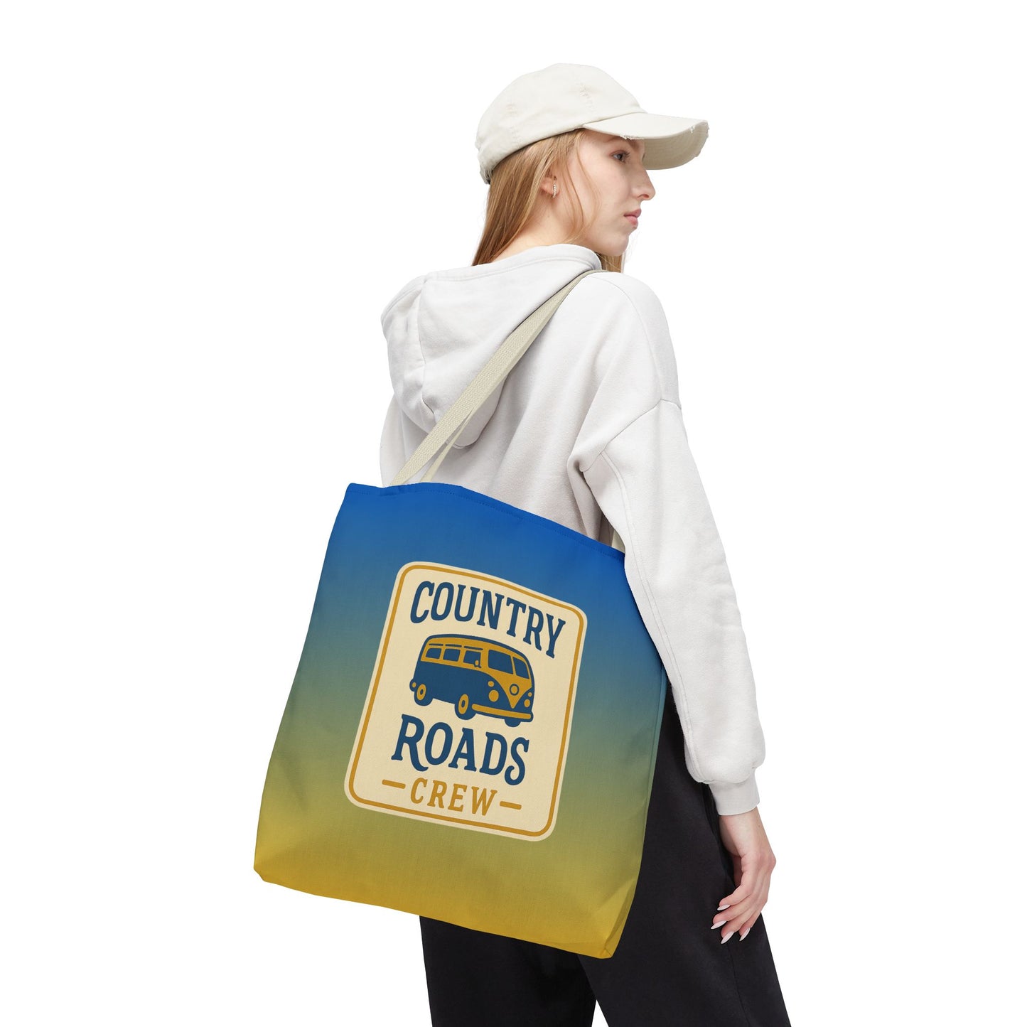 Country Roads Crew Tote Bag - Stylish Canvas Bag for Road Trips, Travel, Adventure, Vacation, Gift Idea