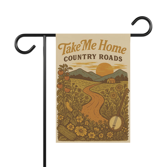Take Me Home Country Roads Garden Flag, Rustic West Virginia Outdoor Decor, Appalachian Yard Flag, Country Music Inspired Banner