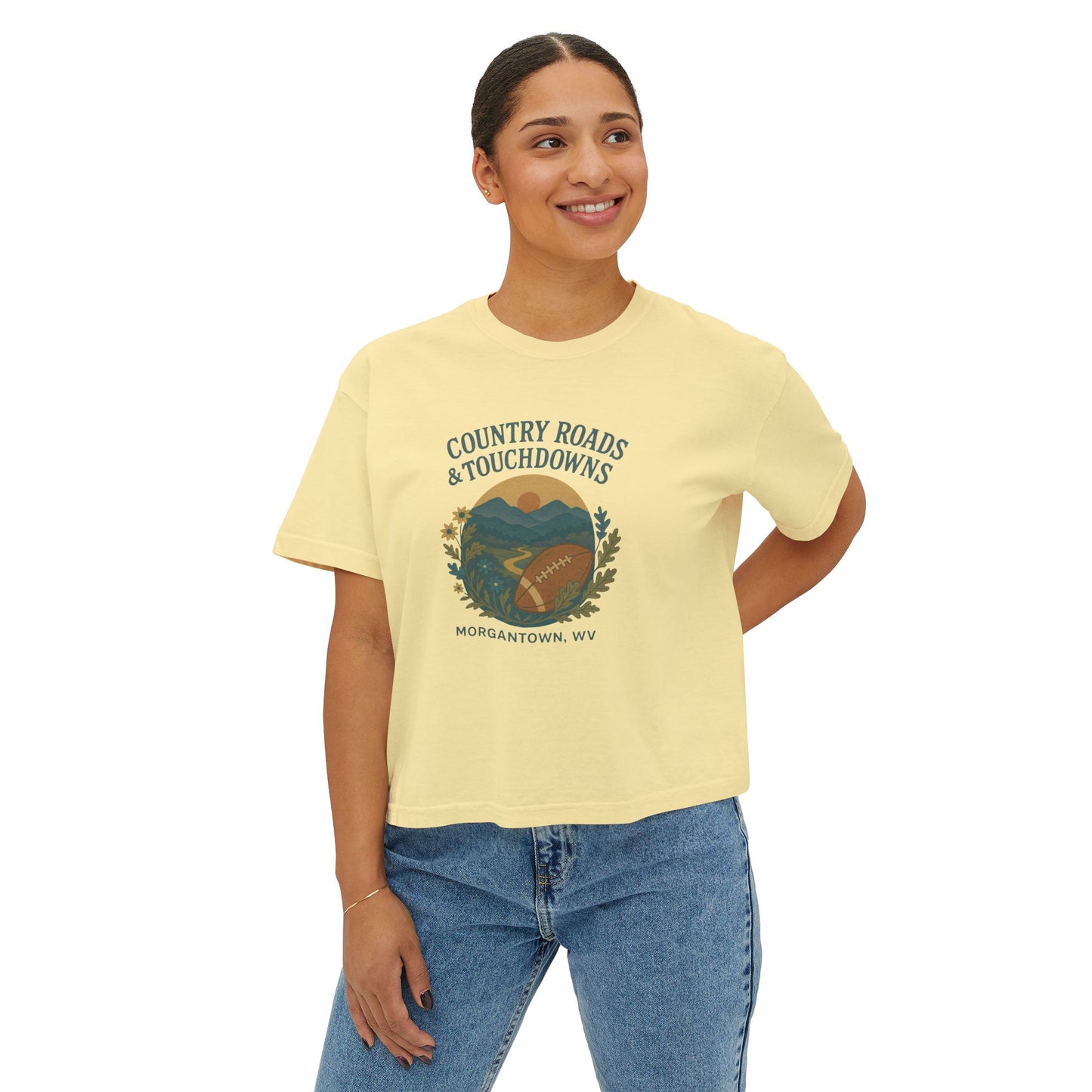 Cropped Tee, West Virginia Gameday Shirt, Game Day T-Shirt, Boxy Fit Top